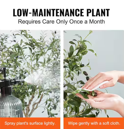 VEVOR 5 ft. Artificial Olive Tree Tall Faux Plant Secure PE Material and Anti-Tip Tilt Protection Low-Maintenance Plant