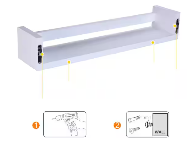 DANYA B 18 in. White Wooden Floating Decorative Wall Ledge Shelf