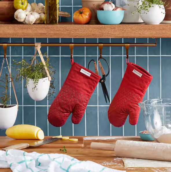 KitchenAid Asteroid Silicone Grip Red Oven Mitt (2-Pack)