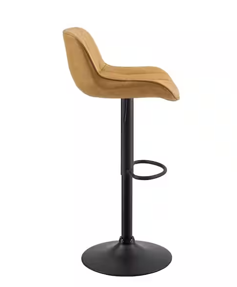 Art Leon Modern Gray Faux Leather Swivel Adjustable Height Bar Stools with Black Base Set of 2