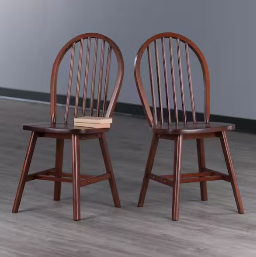 WINSOME WOOD Windsor Walnut Solid Wood Windsor Chair (Set of 2)