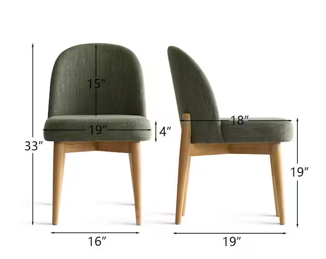 LAOTIES Green Linen Upholstered Parson Chair(Set of 2)