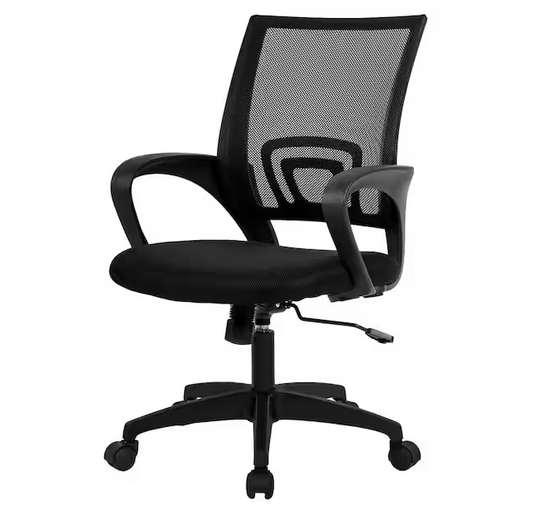 Furniture of America Henry Mesh Cushioned Ergonomic Desk Chair in Black With Non-Adjustable Arms