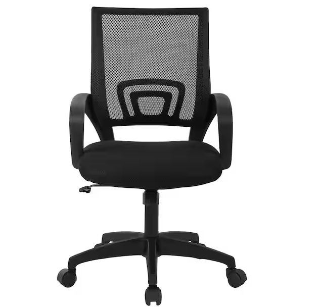 Furniture of America Henry Mesh Cushioned Ergonomic Desk Chair in Black With Non-Adjustable Arms