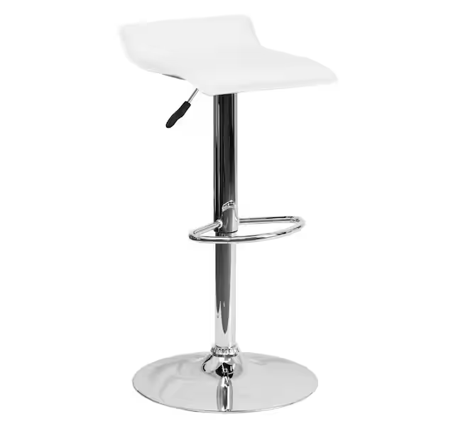 Flash Furniture Adjustable Height White Cushioned Bar Stool