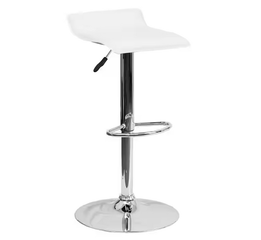 Flash Furniture Adjustable Height White Cushioned Bar Stool