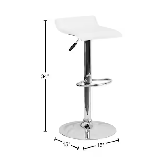 Flash Furniture Adjustable Height White Cushioned Bar Stool