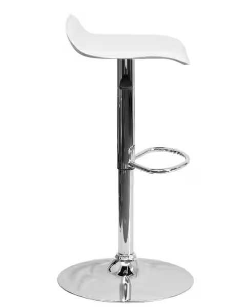 Flash Furniture Adjustable Height White Cushioned Bar Stool
