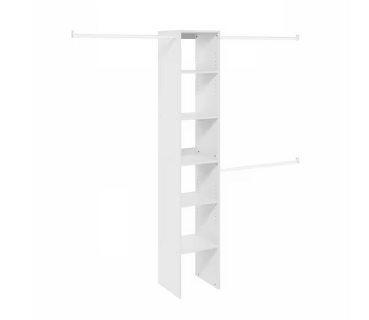 Furinno Fano 42 in. - 112 in. W White 3 Hanging Bars 5-Shelf Wood Closet System