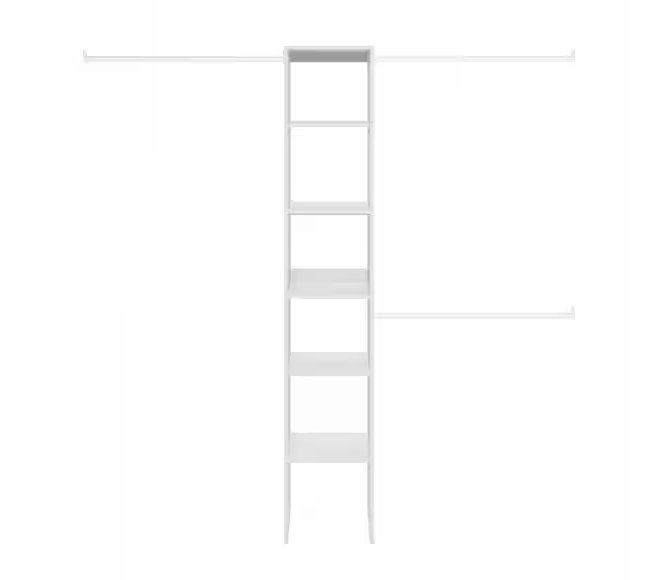 Furinno Fano 42 in. - 112 in. W White 3 Hanging Bars 5-Shelf Wood Closet System