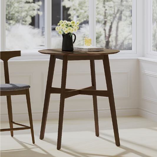 LOVMOR Wood Counter Height Round Dining Table Brown