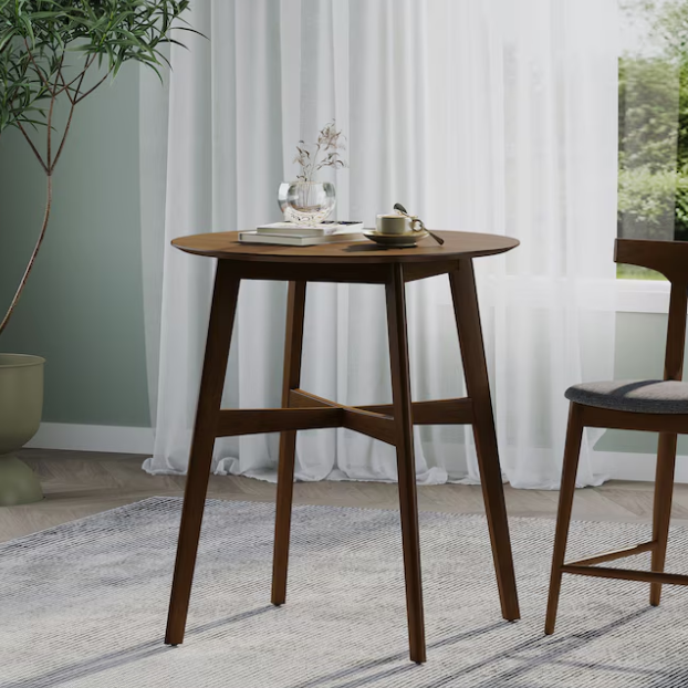 LOVMOR Wood Counter Height Round Dining Table Brown