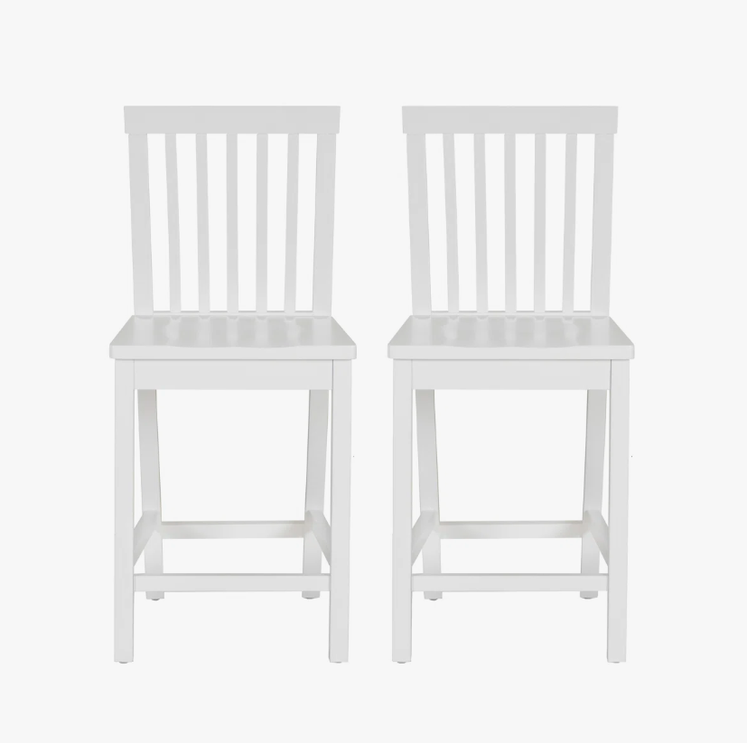 StyleWell 39 in. Cedarville White Wood (Set of 2) Counter Stools with Back
