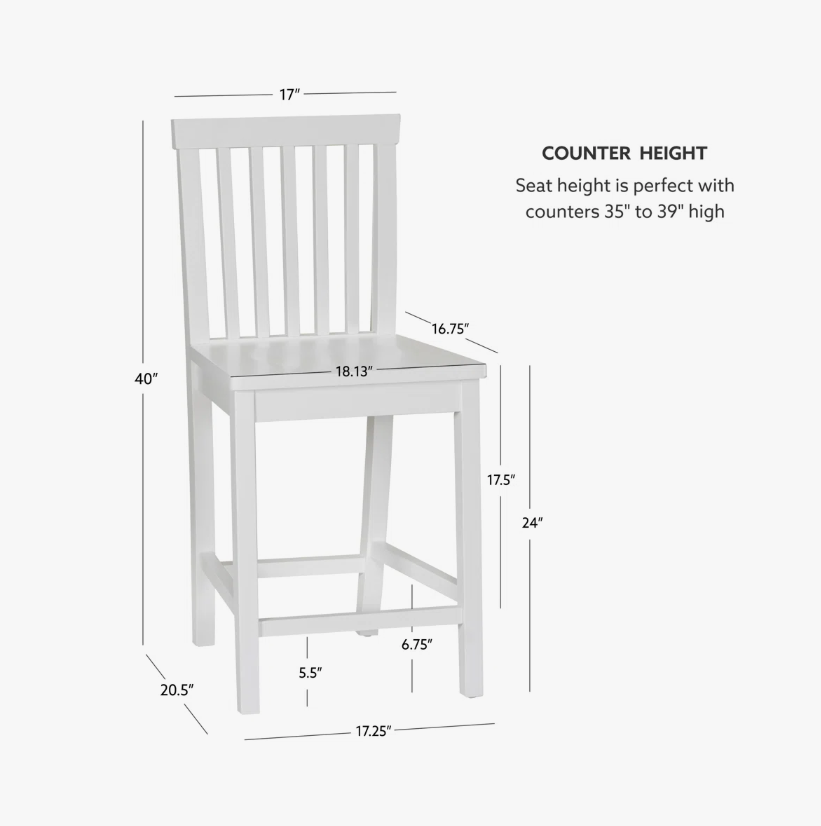 StyleWell 39 in. Cedarville White Wood (Set of 2) Counter Stools with Back