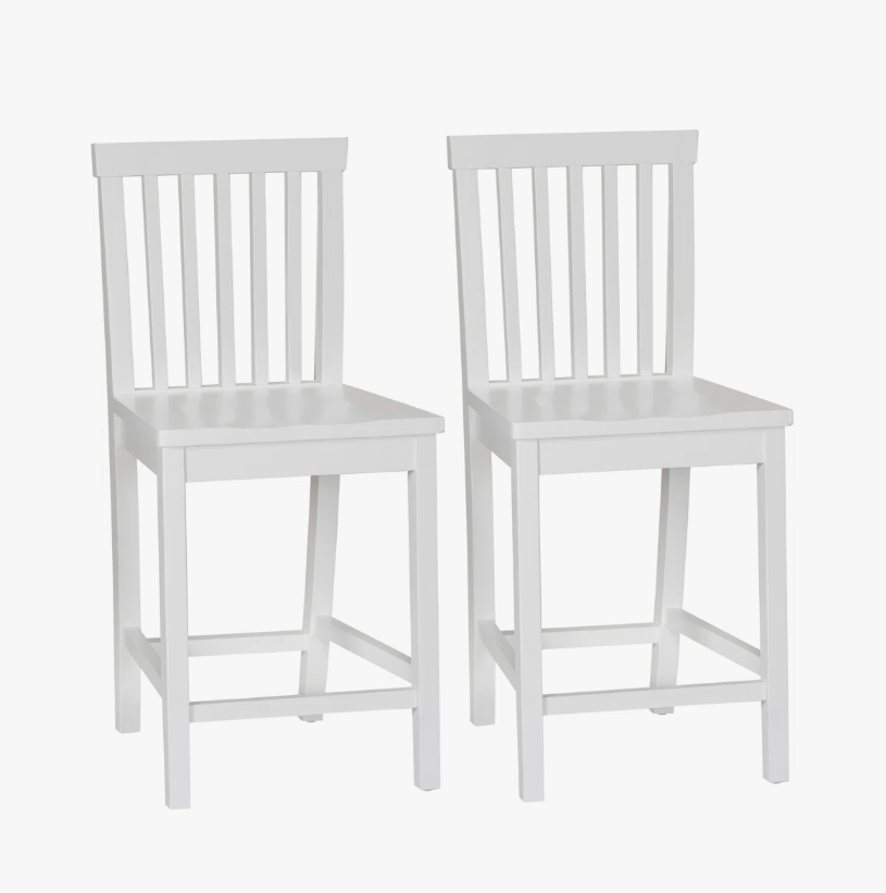 StyleWell 39 in. Cedarville White Wood (Set of 2) Counter Stools with Back