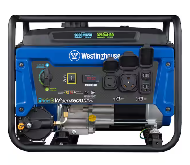 Westinghouse 4,650/3,600-Watt Dual Fuel Gas and Propane Powered Portable Generator with Recoil Start