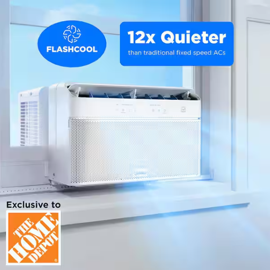 Midea 8,000 BTU U+ Smart Inverter Window AC Cools up to 350 sq. ft. w/ Remote, Sleep Mode, Timer, Wi-Fi, Energy Star in White