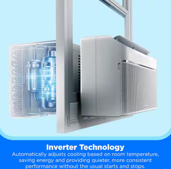 Midea 8,000 BTU U+ Smart Inverter Window AC Cools up to 350 sq. ft. w/ Remote, Sleep Mode, Timer, Wi-Fi, Energy Star in White