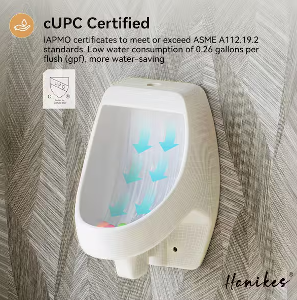 Hanikes 1.0 GPF Urinal with Siphon Jet Flush Action in. White