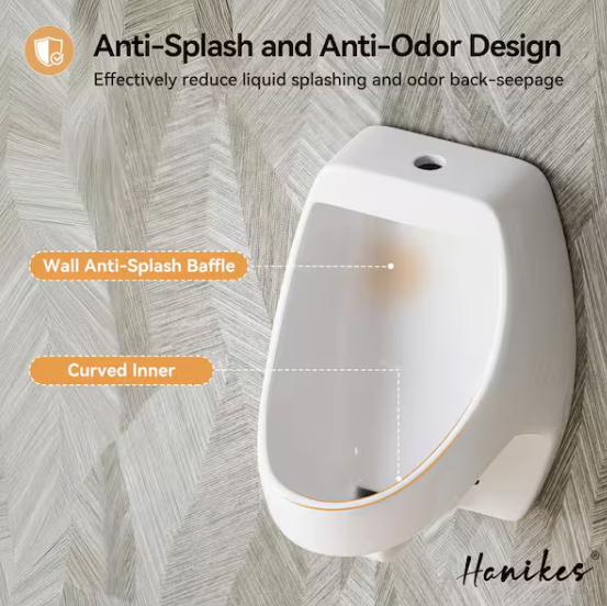 Hanikes 1.0 GPF Urinal with Siphon Jet Flush Action in. White