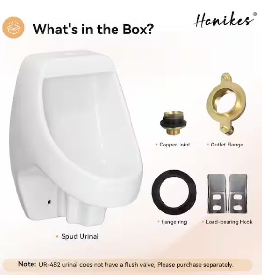 Hanikes 1.0 GPF Urinal with Siphon Jet Flush Action in. White