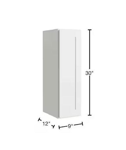 Hampton Bay Courtland 9 in. W x 12 in. D x 30 in. H Assembled Shaker Wall Kitchen Cabinet in Polar White