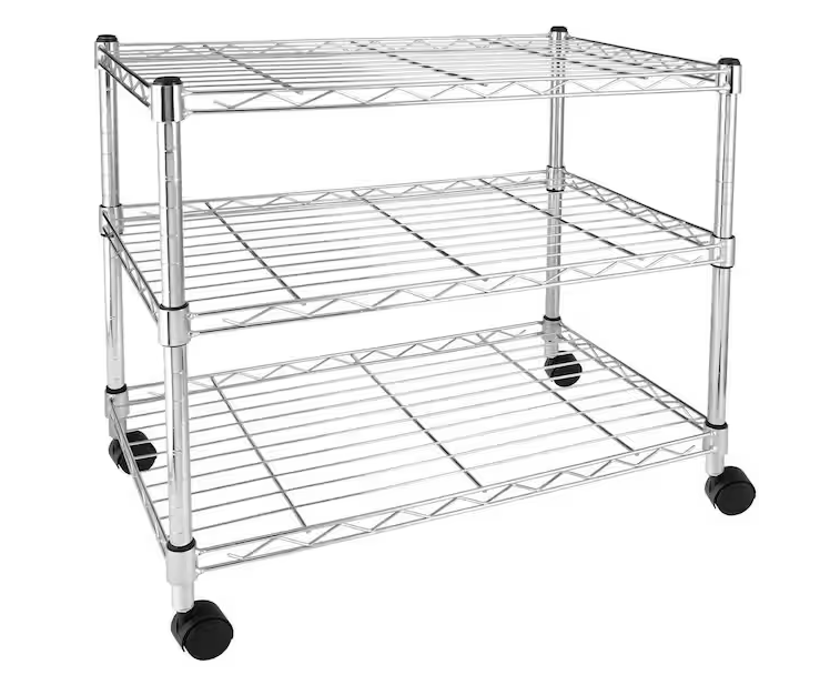 Heavy-Duty 3-Shelf Shelving Unit with Wheels, 23.82 in. W x 11.8 in. D x 21.7 in. H 3 Tier Pantry Organizer