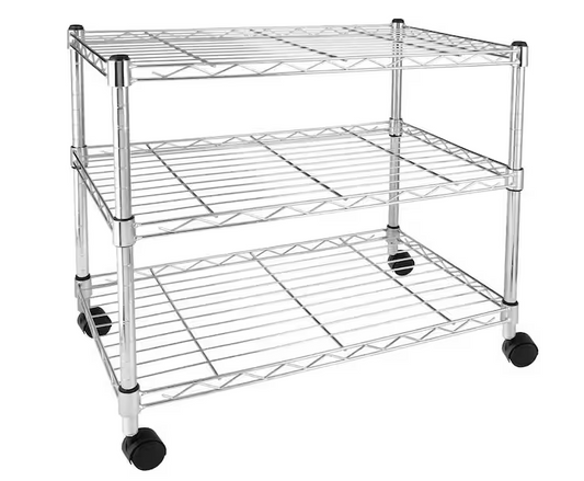 Heavy-Duty 3-Shelf Shelving Unit with Wheels, 23.82 in. W x 11.8 in. D x 21.7 in. H 3 Tier Pantry Organizer