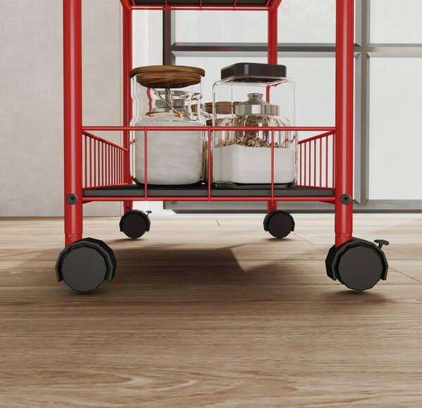 6-Tier Rolling Cart Gap Kitchen Slim Slide Out Storage Tower Rack with Wheels in Red