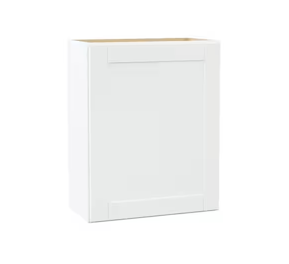 Hampton Bay Shaker 24 in. W x 12 in. D x 30 in. H Assembled Wall Kitchen Cabinet in Satin White
