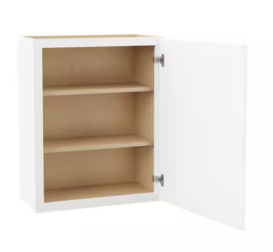 Hampton Bay Shaker 24 in. W x 12 in. D x 30 in. H Assembled Wall Kitchen Cabinet in Satin White