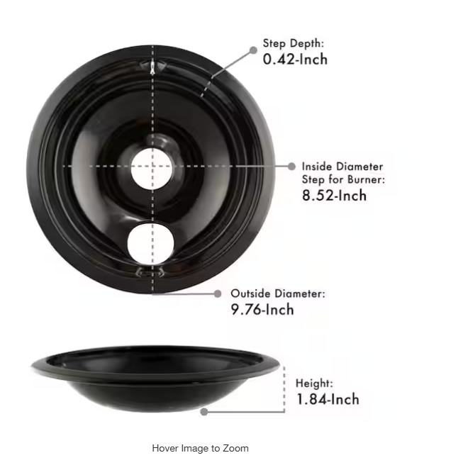 6 in. 2-Small and 8 in. 2-Large Drip Bowl in Black Porcelain (4-Pack)