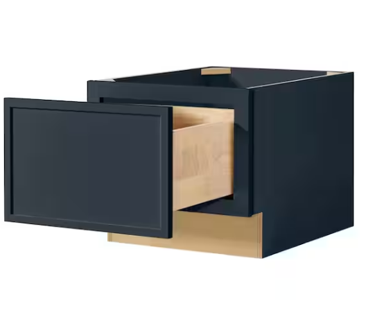 Hampton Bay Leyton 18 in. W x 24 in. D x 16.5 in. H Ready To Assemble Plywood Slim Shaker Drawer Bench Base Cabinet in Ink Blue