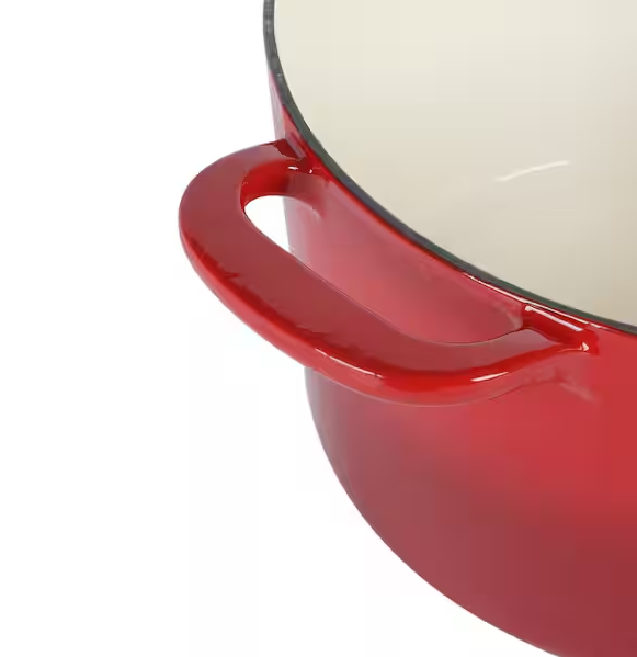 7 qt. Gatwick Enameled Cast Iron Dutch Oven in Red Ombre with SS, Knob Lid, 1-Set