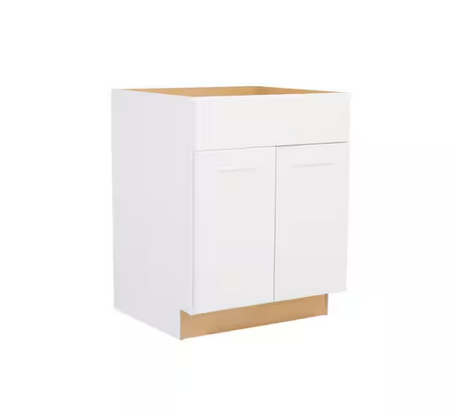 Hampton Bay Shaker 27 in. W x 24 in. D x 34.5 in. H Assembled Base Kitchen Cabinet in Satin White