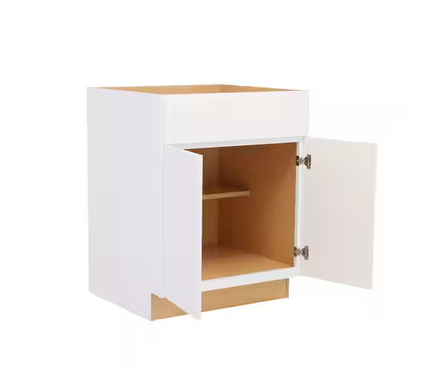 Hampton Bay Shaker 27 in. W x 24 in. D x 34.5 in. H Assembled Base Kitchen Cabinet in Satin White