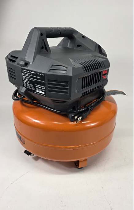 RIDGID 6 Gal. 150 PSI Portable Electric Oil-Free Jobsite Pancake Air Compressor with Dual Pressure Gauges and 2-Quick Couplers