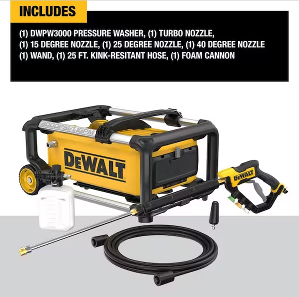 DEWALT 3000 PSI 1.1 GPM 15 Amp Cold Water Electric Pressure Washer with Internal Equipment Storage