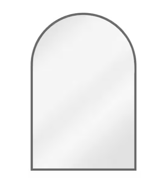 24 in. W x 36 in. H Arched Black Aluminum Alloy Framed Wall Mirror