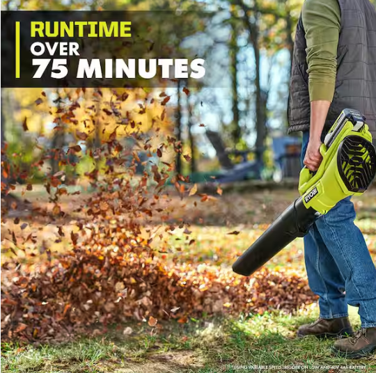 RYOBI 40V 120 MPH 550 CFM Cordless Battery Leaf Blower With 4.0 Ah Battery and Charger