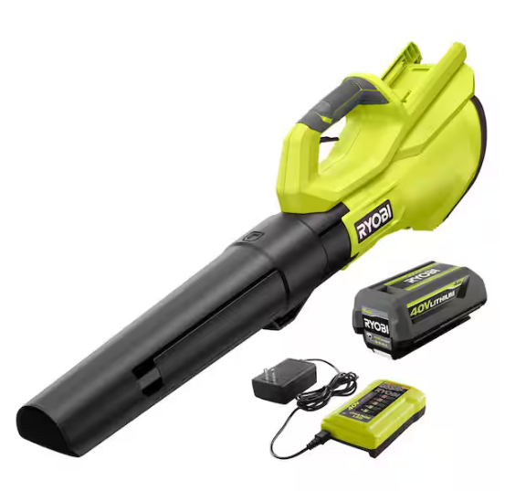 RYOBI 40V 120 MPH 550 CFM Cordless Battery Leaf Blower With 4.0 Ah Battery and Charger