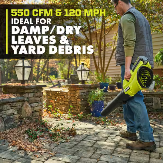 RYOBI 40V 120 MPH 550 CFM Cordless Battery Leaf Blower With 4.0 Ah Battery and Charger