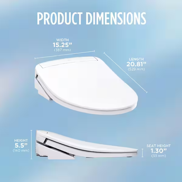 TOTO KS6 Washlet Electric Heated Bidet Seat for Elongated Toilet in Cotton White