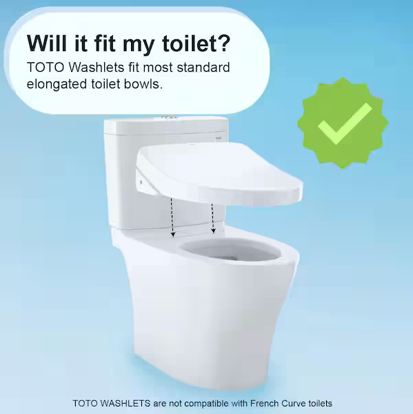 TOTO KS6 Washlet Electric Heated Bidet Seat for Elongated Toilet in Cotton White