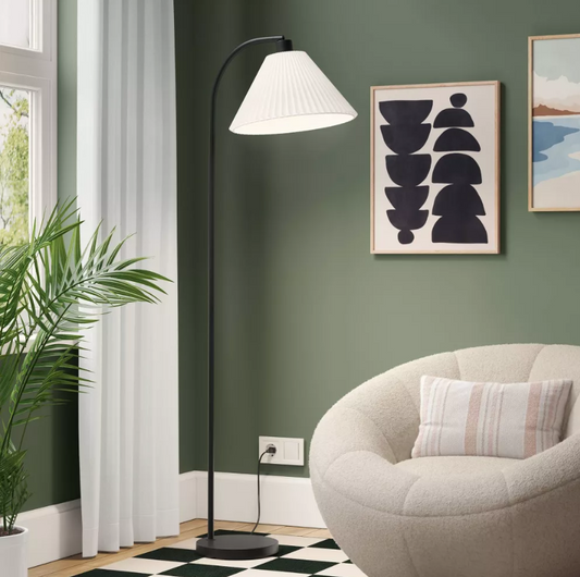 Downbridge Pleated Floor Lamp Black - Room Essentials™: Modern Empire Shade, ETL Listed, 58" Height