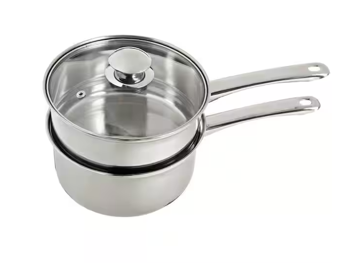 ExcelSteel 3-Piece 2.5 Qt Stainless Steel Double Boiler with Lid