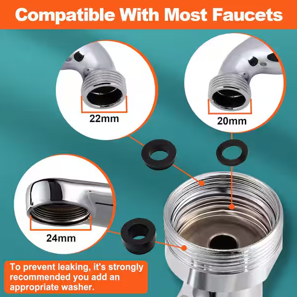 Numhew 2-Pack 1440° Sink Faucet Extender, 1.3 in. H x 3.7 in. W x 1.45 in. D Rotatable Faucet Aerator, Swivel Water Attachment