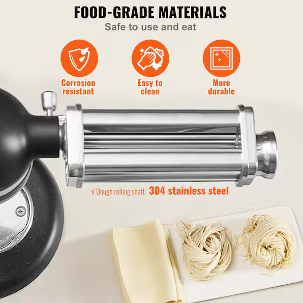 VEVOR Stainless Steel Pasta Roller Cutter Attachment KitchenAid Stand Mixer 8 Adjustable Thickness Knob Pasta Maker (1-Pieces)