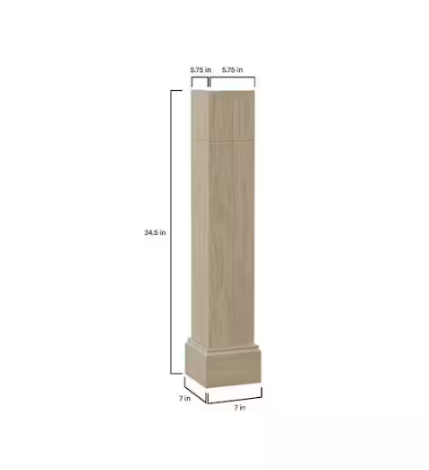 Hampton Bay Sinclair 5.75 in. W x 34.5 in. H x 5.75 in. D Kitchen Cabinet Decorative Corner Post in Shaker Light Oak