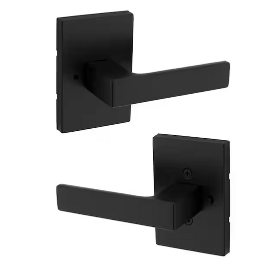 Kwikset Singapore Matte Black Rectangular Straight Bed/Bath Door Handle